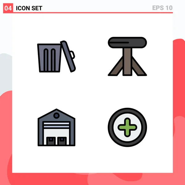 Conjunto Icones Modernos Símbolos Sinais Para Ecologia Transporte Lixo Mesa — Vetor de Stock