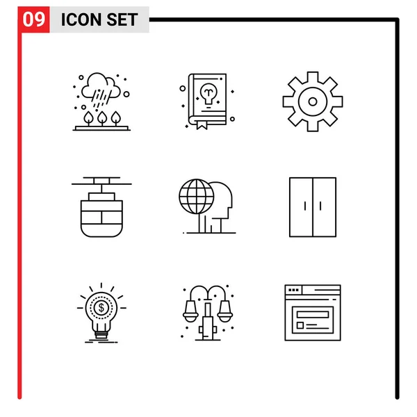 用于全球 全球营销 运输可编辑向量设计元素的包含9个行符号和符号的库存向量包 — 图库矢量图片