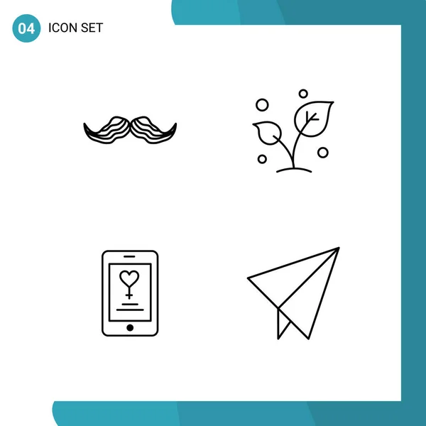Creative Icons Modern Signs Sysymbols Moustache Tree Male Nature Mobile — Vector de stock