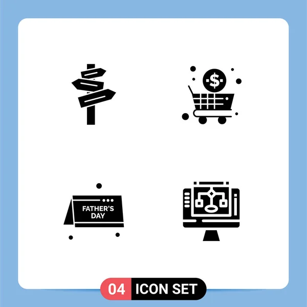 Set Modern Icons Symbols Signs Direction Date Room Shop Fathers — Stock Vector