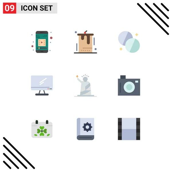 Interface Usuário Flat Color Pack Modern Signs Symbols Landmarks Imac — Vetor de Stock