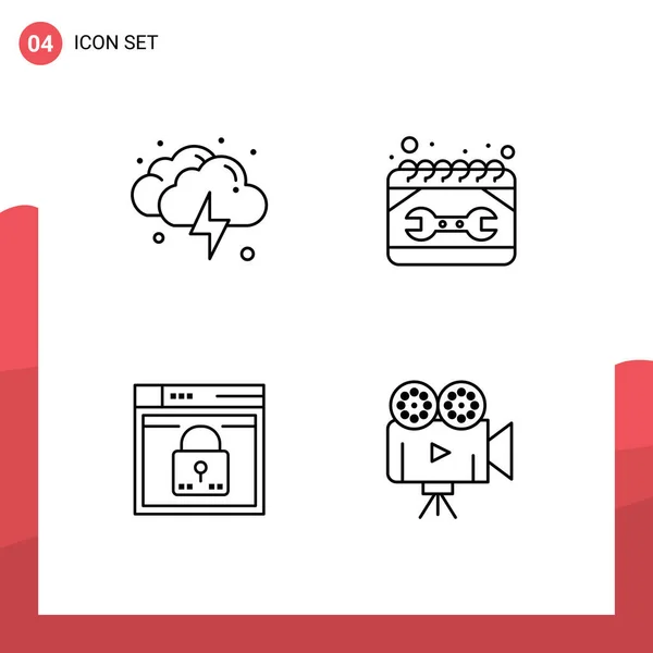 Concepto Líneas Para Websites Mobile Apps Cloud Login Weather Maintenance — Archivo Imágenes Vectoriales