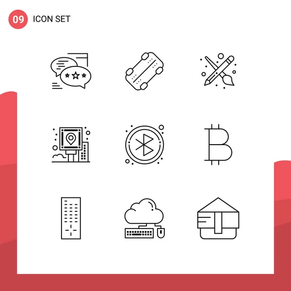 Universal Icon Symbols Group Modern Outlines Bluetooth Post Brush Navigation — Stockový vektor