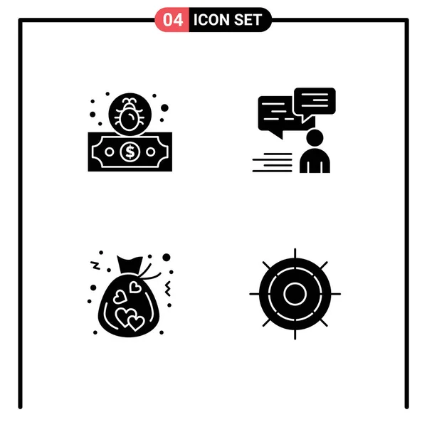Thematic Vector Solid Glyphs Editable Sysymbols Dollar Charity Chat User — Archivo Imágenes Vectoriales