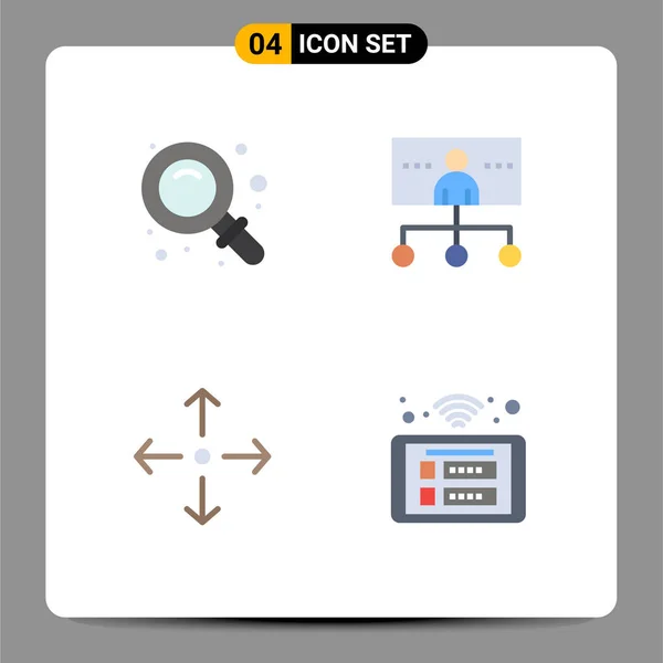 Mobile Interface Flat Icon Set Pictograms Back Arrow Find Leadership — Vector de stock