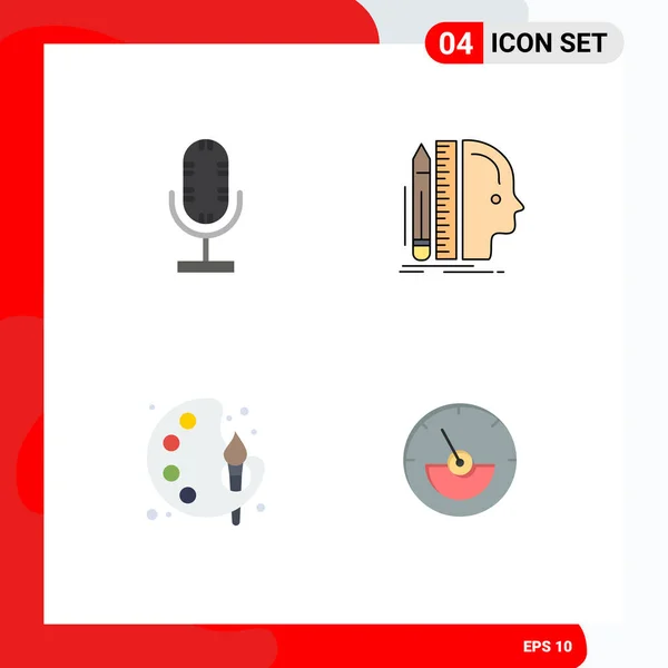 Universal Icon Symbols Group Modern Flat Icons Audio Art Microphone - Stok Vektor