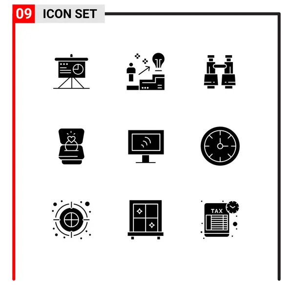 Set Modern Icons Sysymbols Signs Computer Heart Solution Love Vision — Archivo Imágenes Vectoriales