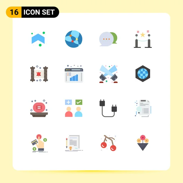 ユダヤ人 コミュニケーション ハヌカ 魅力などのウェブ印刷メディアのための16の現代的なフラットカラー記号とシンボルのパッククリエイティブベクトルデザイン要素の編集可能なパック — ストックベクタ