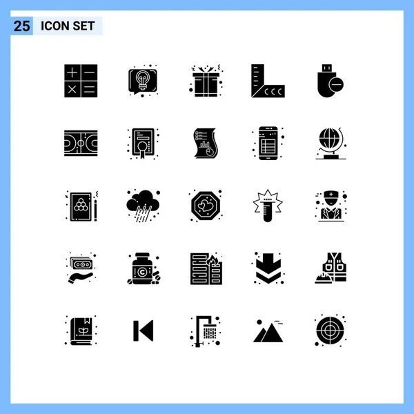 一套25个现代Ui图标符号 用于木棍 圣诞节 工具和可编辑向量设计元素 — 图库矢量图片