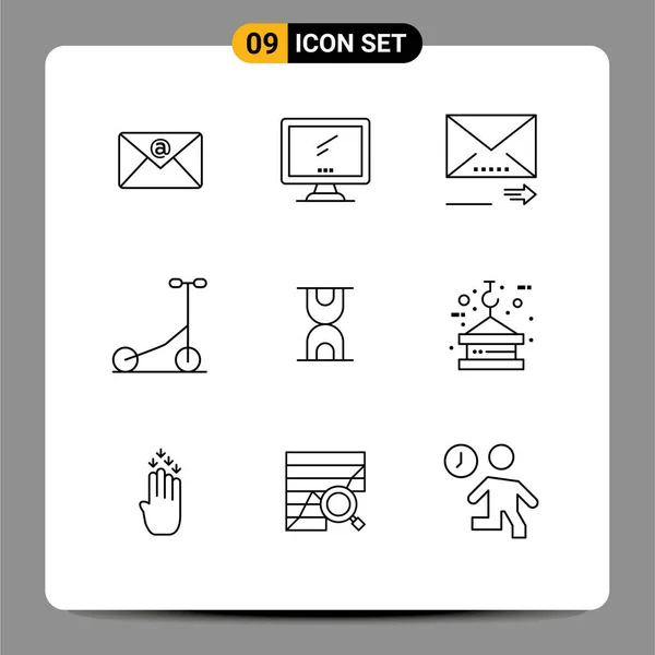 User Interface Outline Pack Modern Signs Symbols Loading Glass Email — Vetor de Stock