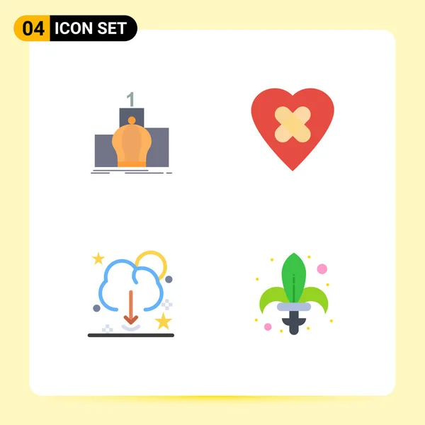 Set Commercial Flat Icons Pack Crown Data Monarchy Heart Editable — Vector de stock