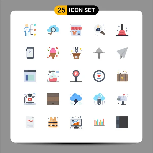 Mobile Interface Flat Color Set Pictograms Search Management Technology Business — 스톡 벡터