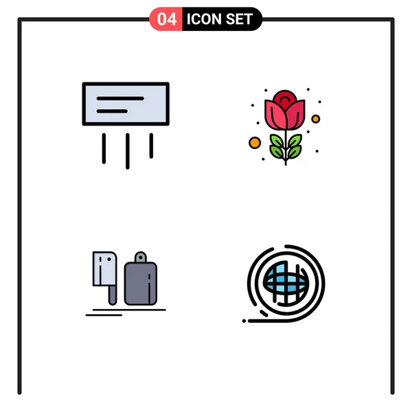 Vector Stock Icon Pack Líneas Señales Símbolos Para Aire Cocina — Vector de stock