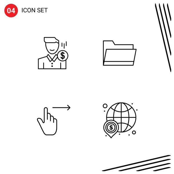 Stock Vector Icon Pack Líneas Signos Símbolos Coste Datos Dinero — Vector de stock