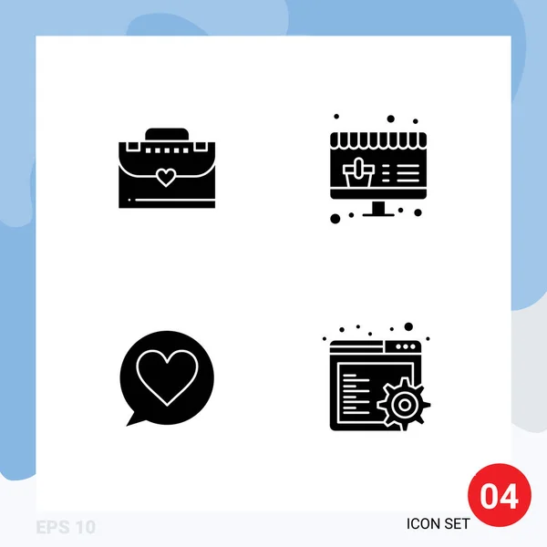 Set Modern Icons Symbols Signs Bag Browser Online Chat Settings — Stock Vector
