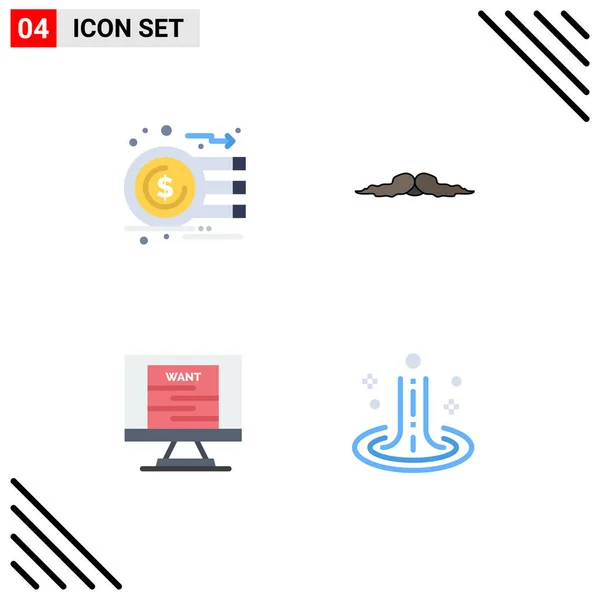 Thematic Vector Flat Icons Editable Symbols Analysis Men Graph Hipster — Stock Vector