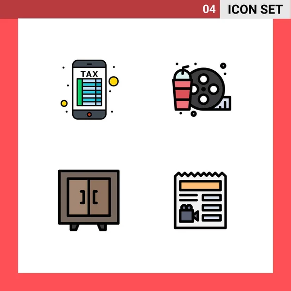 Pictogram Set Simple Filledline Flat Colors Internet Banking Interior Real — Stock Vector