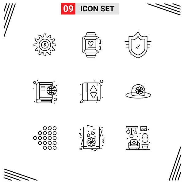 Creative Icons Modern Signs Sysymbols Lift Door Online Check Internet — Vector de stock