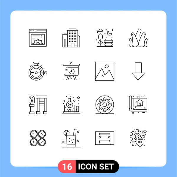 Universal Icon Symbols Group Modern Outlines Stopwatch Optimization Park Management — Vetor de Stock