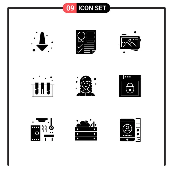 Set Modern Icons Sysymbols Signs Female Tub Art Test Medical — Archivo Imágenes Vectoriales