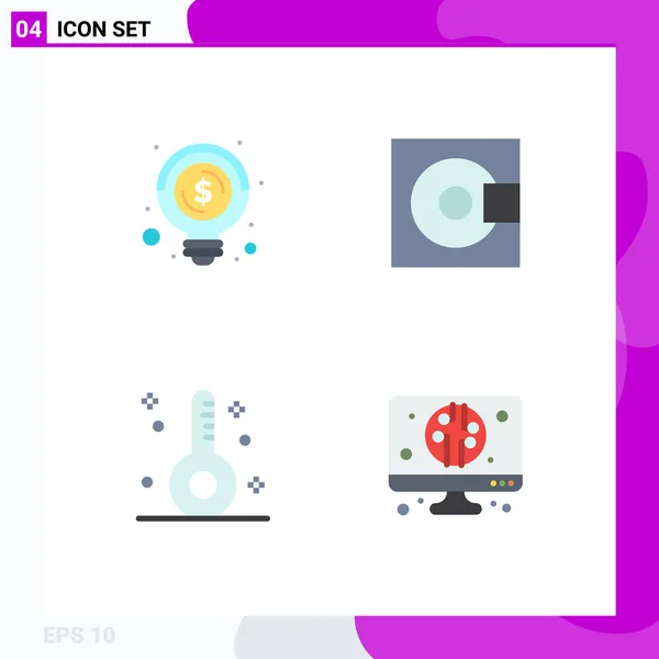 Thematic Vector Flat Icons Editable Sysymbols Bulb Disease Money Minidisc — Vector de stock