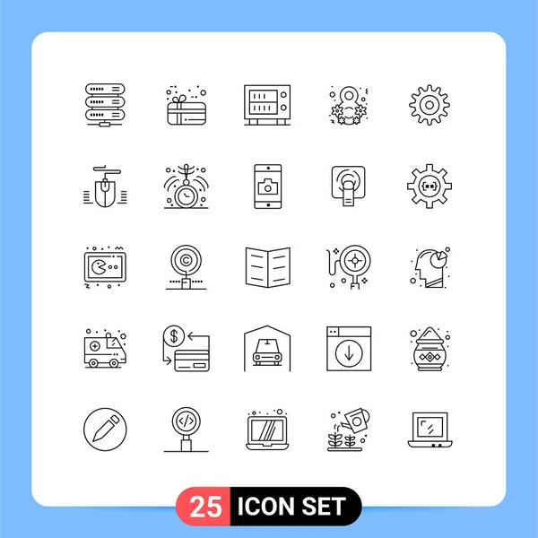 Vector Stock Icon Pack Líneas Señales Símbolos Para Ratón Ajuste — Vector de stock