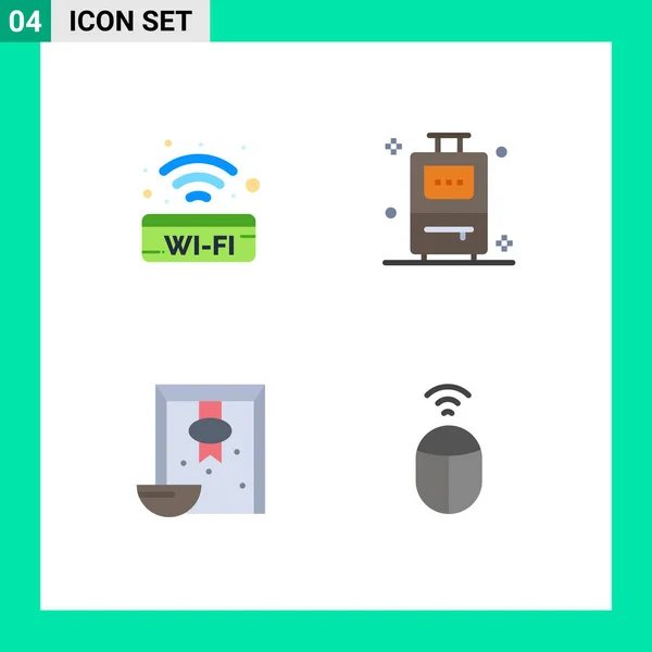 Set Moderno Icone Piatte Simboli Come Segno Pubblico Grano Wifi — Vettoriale Stock
