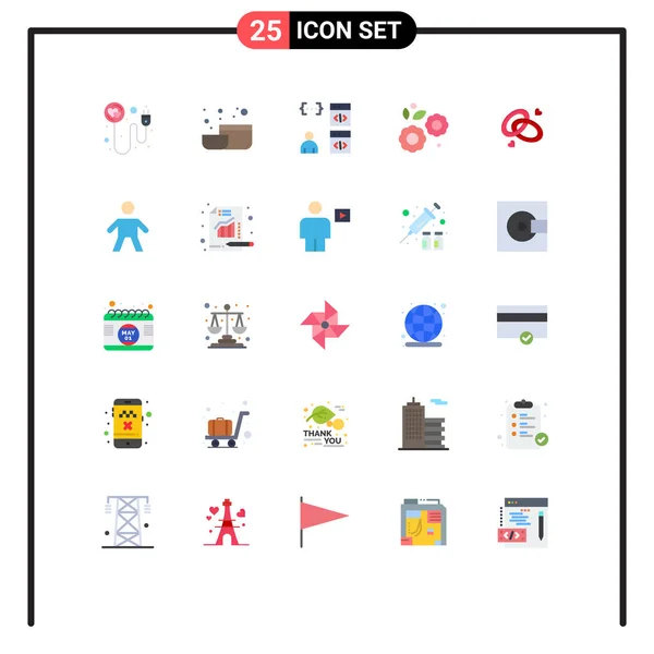 Interface Usuário Flat Color Pack Modern Signs Symbols Engagment Spring — Vetor de Stock