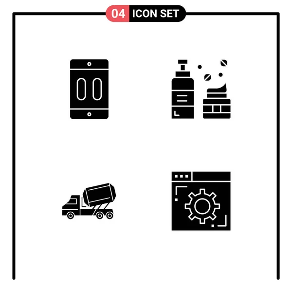 Benutzeroberfläche Solid Glyph Pack Moderner Zeichen Und Symbole Für Handy — Stockvektor