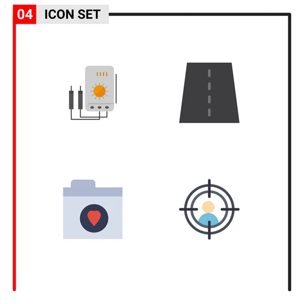 4つのモダンなUiアイコンのセット電圧計 高速道路 デジタル ファイルの記号編集可能なベクトルデザイン要素 — ストックベクタ