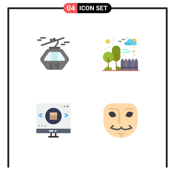 User Interface Pack Basic Flat Icons Alpine Glass Gondola City — Stock Vector