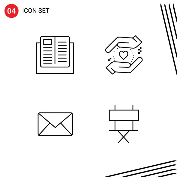 Icône Vectorielle Stock Paquet Signes Symboles Ligne Pour Mail Apprentissage — Image vectorielle