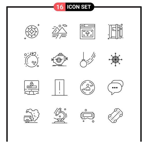 Universal Icon Symbols Group Modern Outlines Blog Book Mountain Notepad — Stockový vektor