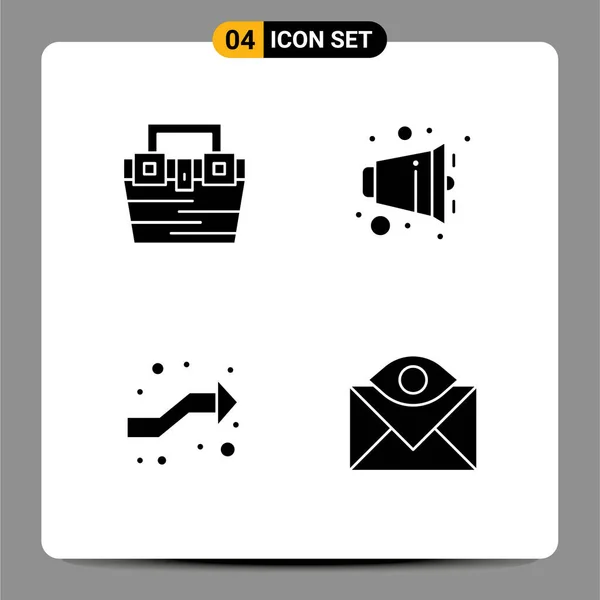 Modern Set Solid Glyphs Szimbólumok Mint Táska Nyilak Anyag Fél — Stock Vector