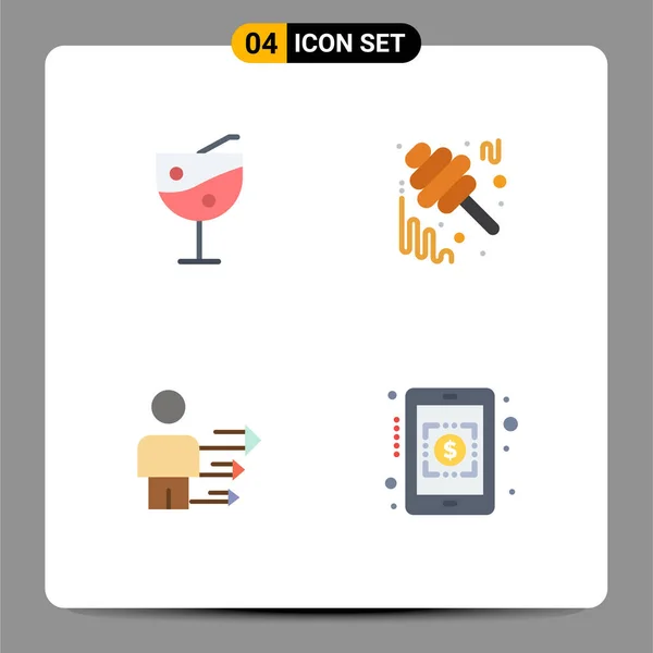 Universal Flat Icons Set Web Mobile Applications Fruit Juice Business — Archivo Imágenes Vectoriales