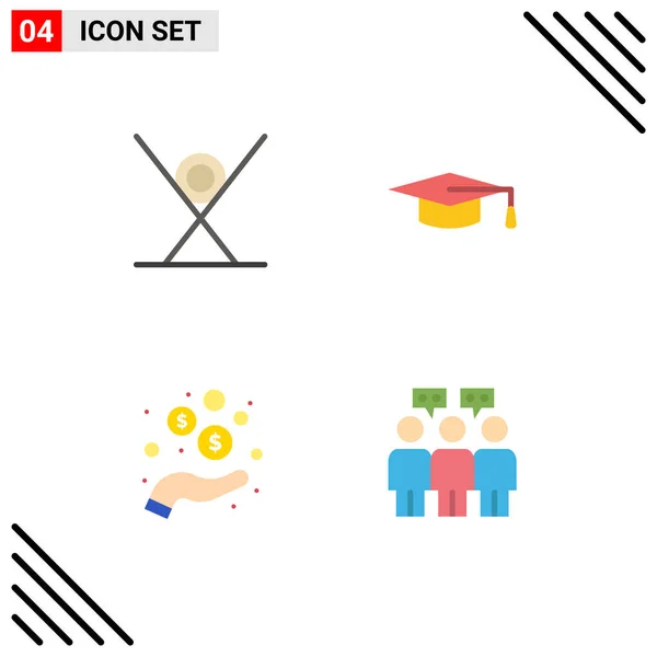 Set Moderno Icone Piatte Simboli Come Bevanda Reddito Cucina Istruzione — Vettoriale Stock