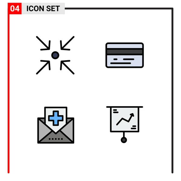 Pictogram Set Simple Filledline Flat Colors Arrow Mail Back Disease — Stock Vector