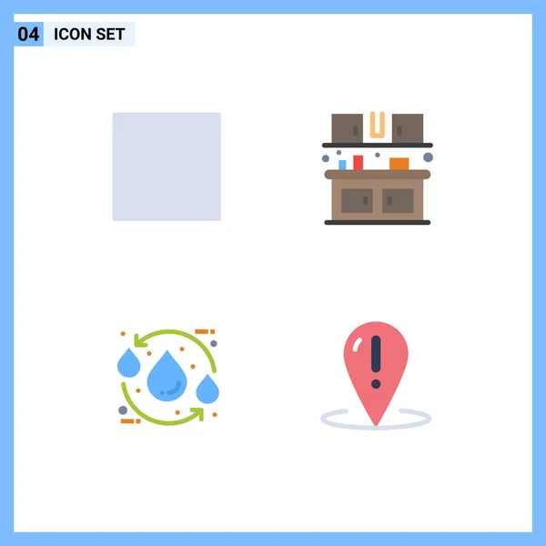 Modern Set Flat Icons Pictograph Stop Water Food Eco Location — Archivo Imágenes Vectoriales