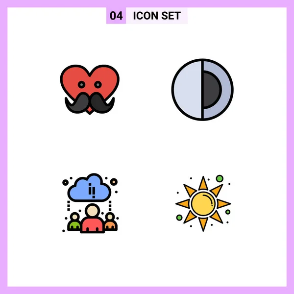 Set Modern Icons Tanda Tanda Untuk Ayah Belajar Cinta Struktur - Stok Vektor