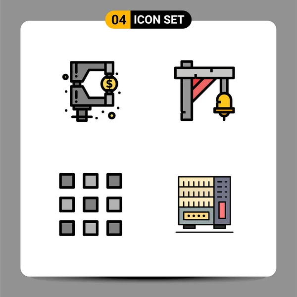 Pictogram Set Simple Filledline Flat Colors Funds Code Tax Train — Stock Vector