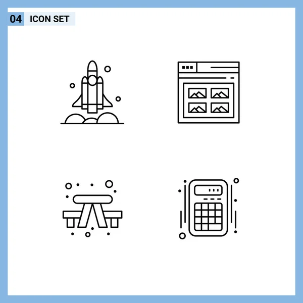 Pictogramme Ensemble Couleurs Plates Filledline Simples Lanceur Image Transport Page — Image vectorielle