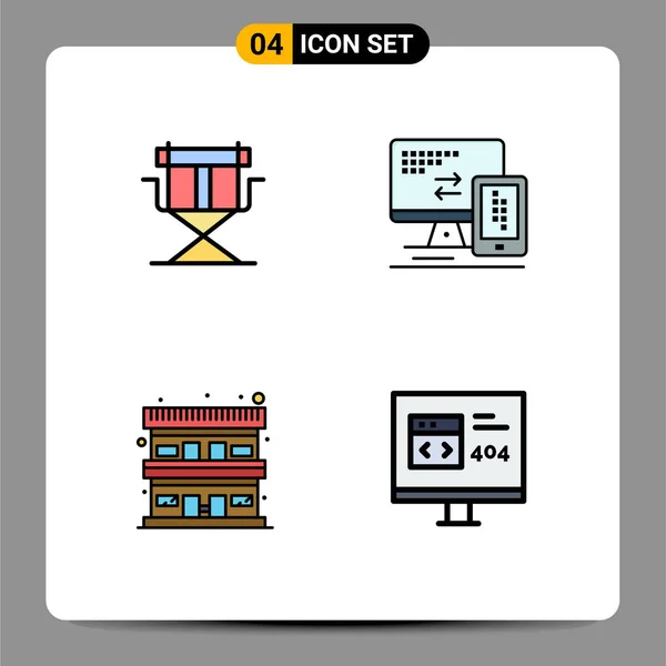 Universal Icon Symbols Group Modern Filledline Flat Colors Chair Accommodation — Stockový vektor