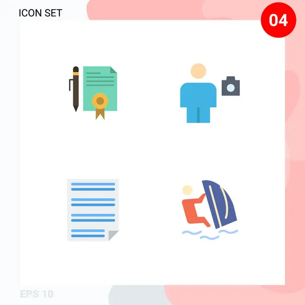 Flat Icon Pack Universal Symbols Legal Photo Documents Body Document — Stock Vector