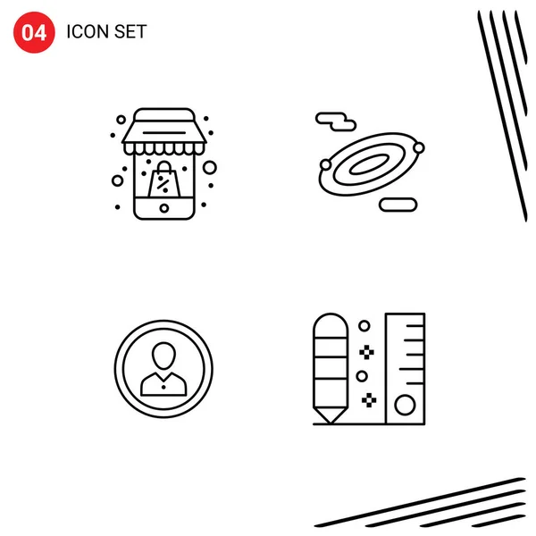 Pictogram Shopping Man Mobile Space Person Editable Vector Design Elements — 스톡 벡터
