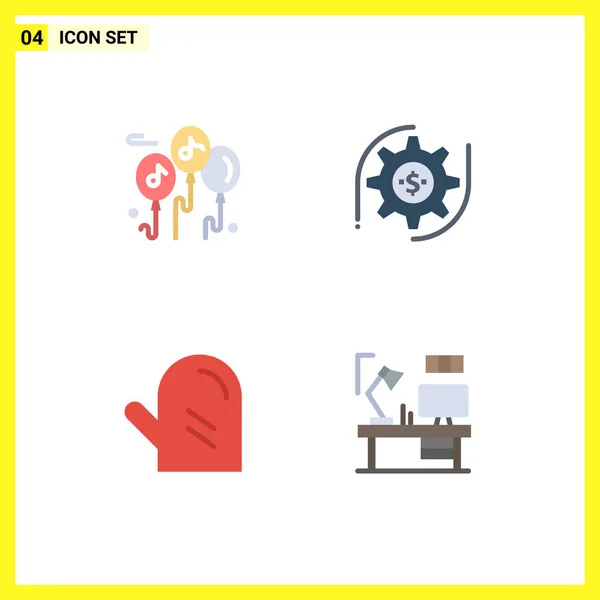 Mobile Interface Flat Icon Set Pictograms Balloon Glove Gear Money — Stockový vektor