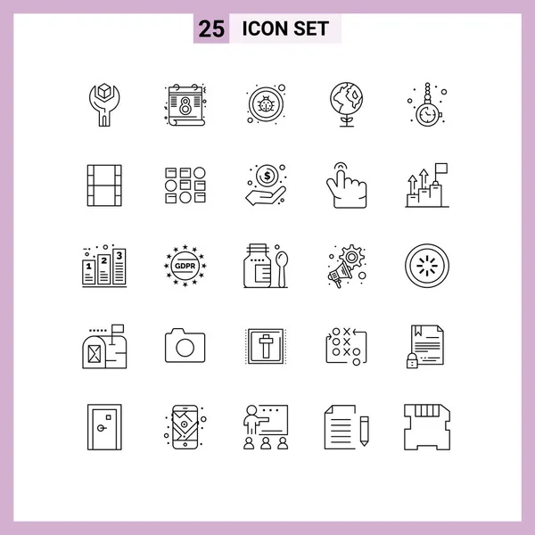 Modern Set Lines Pictograph Fashion Accessorize Bug Globe Eco Editable — Stock Vector