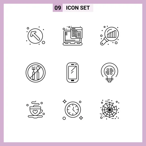 Set Modern Icons Sysymbols Signs Mobile Phone Data Analyzing Roza — Vector de stock