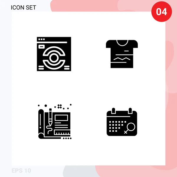 Pictogram Set Simple Solid Glyphs Web Page Design Shirt Cloth — Stock Vector