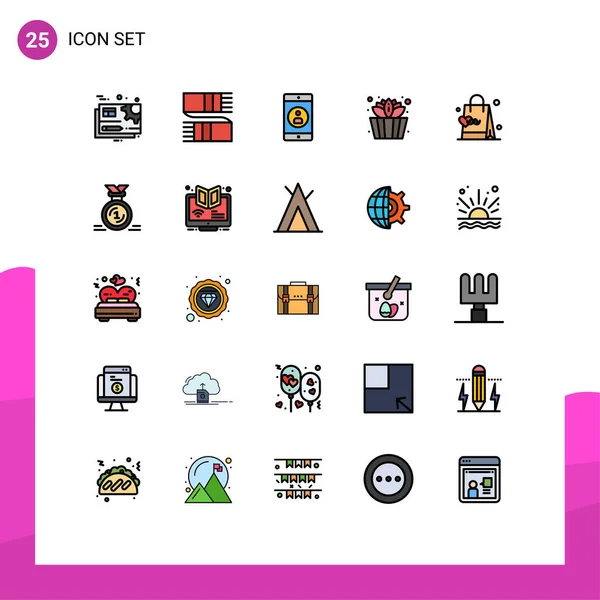 Stock Vector Icon Pack Líneas Signos Símbolos Para Padre Loto — Vector de stock