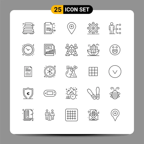 Modern Set Lines Pictograph Connect Gear Location Development Coding Editable — Stock Vector